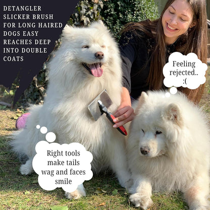 Tiny Slicker Brush for Dogs - Protected Pins for Extra Comfort - 1 inch Pins for Easy Detangling for Long Hair Dog, Cats, Doodle, Goldendoodle