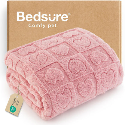 Bedsure Cat Cave for Pet Cat House 16.5x16.5x13 inches, Grey with Bedsure Dog Blankets for Small Dogs Pink, 25x35IN