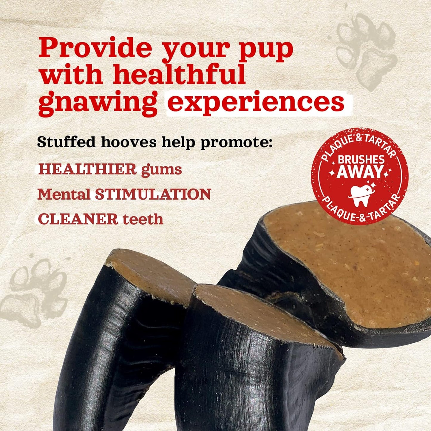 Natural Farm Sweet Potato Filled Cow Hooves for Dogs (4-Pack), Long-Lasting Natural Hoof Beef Bone Treats, Best for Small, Medium & Large Dogs