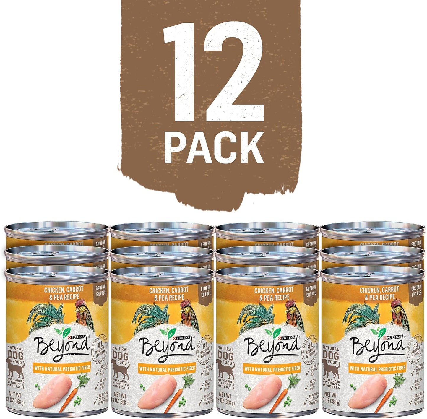 Purina Beyond Chicken, Carrot and Pea Ground Grain Free Wet Dog Food Natural Pate with Added Vitamins and Minerals - (Pack of 12) 13 oz. Cans