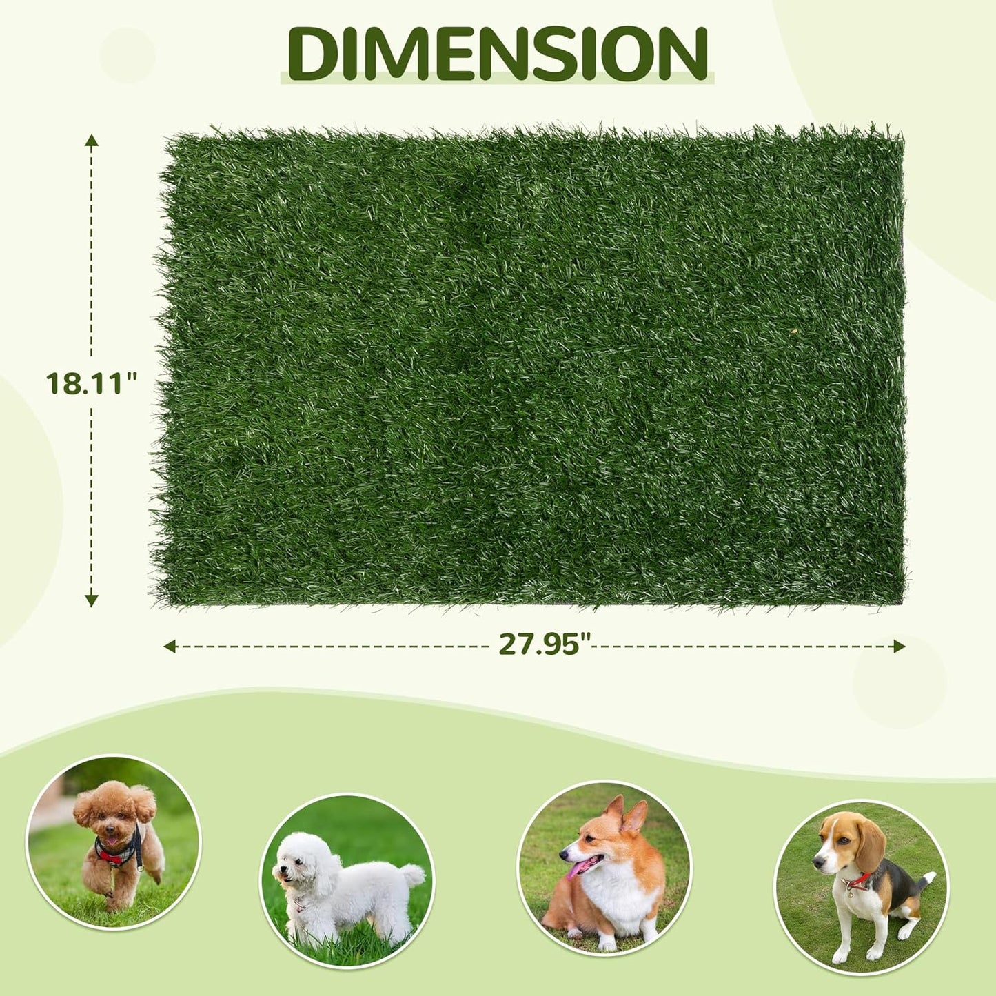GREAZ Large Pet Urine Mat - Comfortable Relief for Your, Realistic Artificial Grass Design, Indoor Use, Green, Two Pack