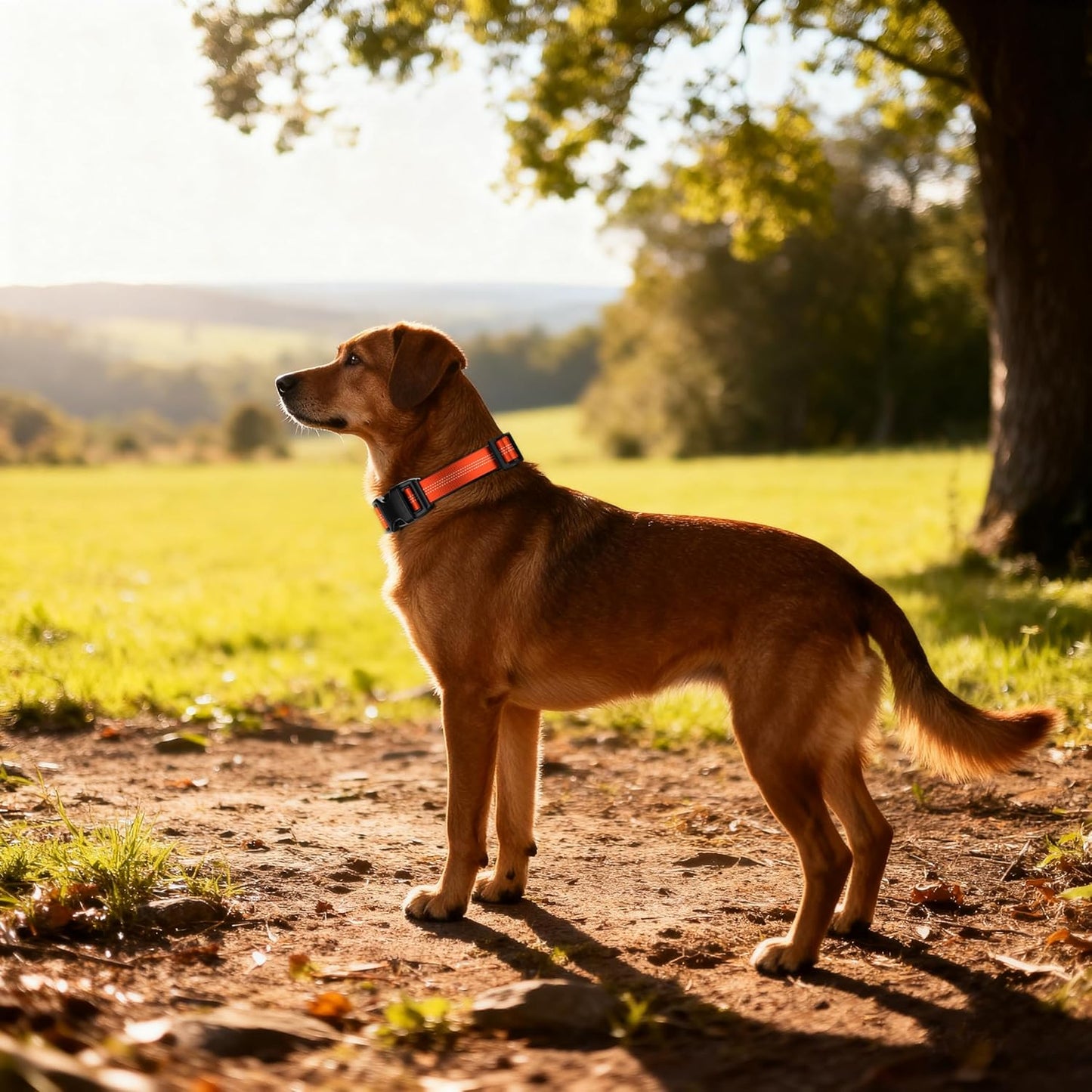Thickened Padded Durable Dog Collar, Adjustable, Ultra-Durable, Suitable for Small, Medium, and Large Breed Pet Collars (Orange, L)