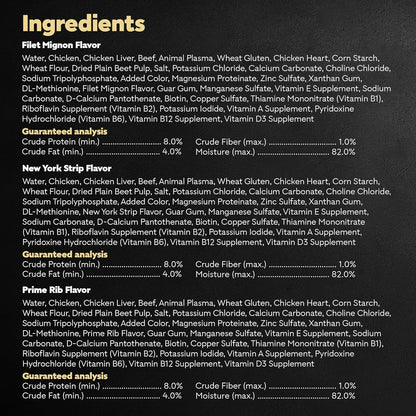 Cesar Filets in Gravy Adult Wet Dog Food Variety Pack, Filet Mignon, New York Strip and Prime Rib Flavors, 3.5 oz. Easy Peel Trays, Variety Pack of 24