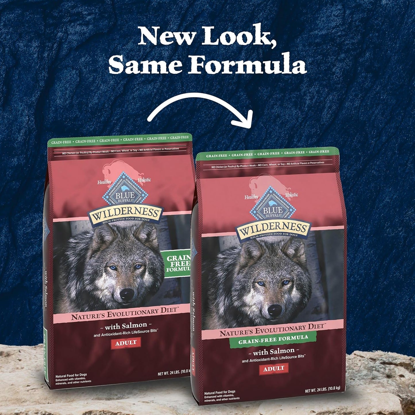 Blue Buffalo Wilderness Adult High-Protein Dry Dog Food with Real Salmon, Grain-Free, Made in the USA with Natural Ingredients, Salmon, 24-lb Bag