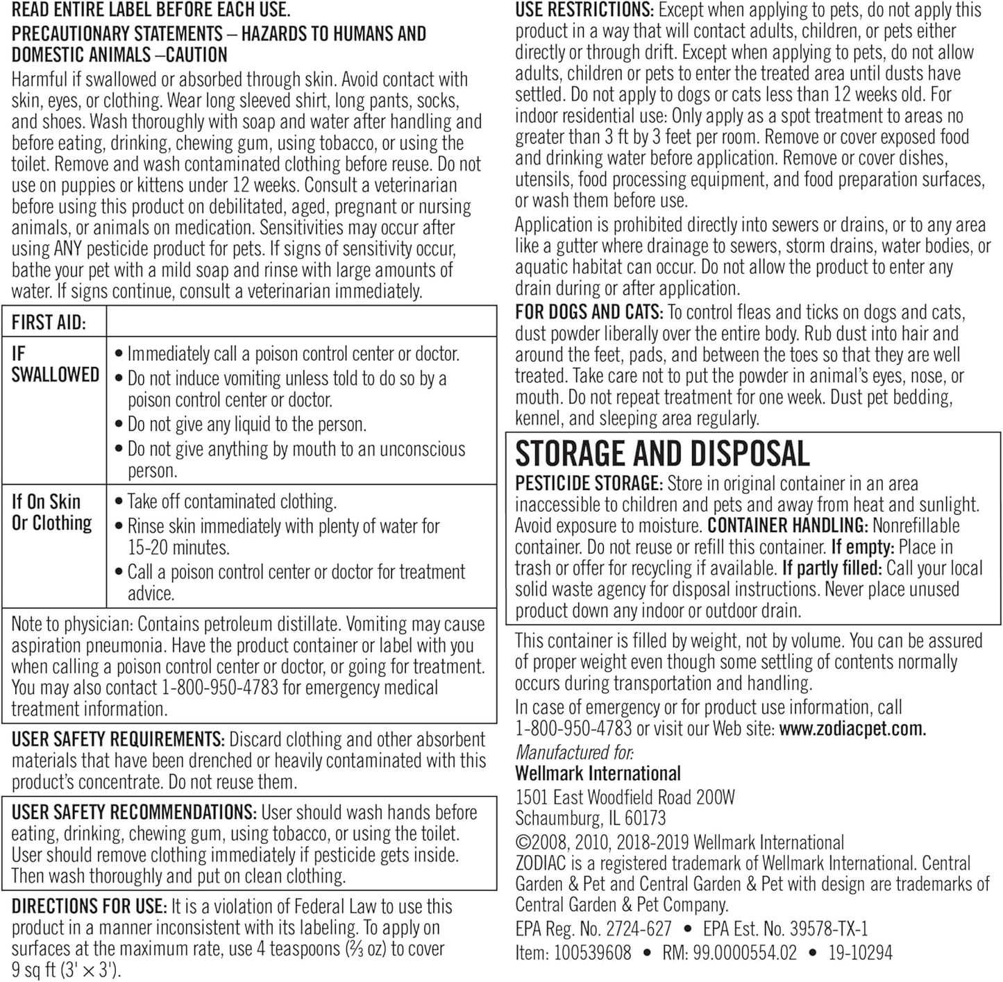 Zodiac Flea & Tick Powder for Dogs, Puppies, Cats & Kittens beige Small