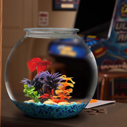 Aquatic Wonder 1 Gallon Fish Bowl: Round Crystal Clear Plastic is Break-Resistant and Light Weight. Ideal for Betta Fish Aquarium, Home décor and Party Drinks