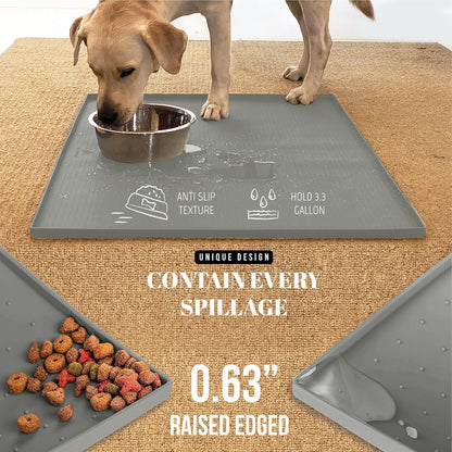 AVERYDAY 3-in-1 Slow Feeder Dog Bowls and 32x24'' Silicone Dog Mat Bundle