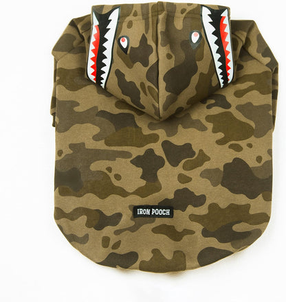 Camo Dog Hoodie Dog Clothes Extra Warm Fleece Lining Stretchy Fit for Small Medium Large Dogs (Camo, X-Large)