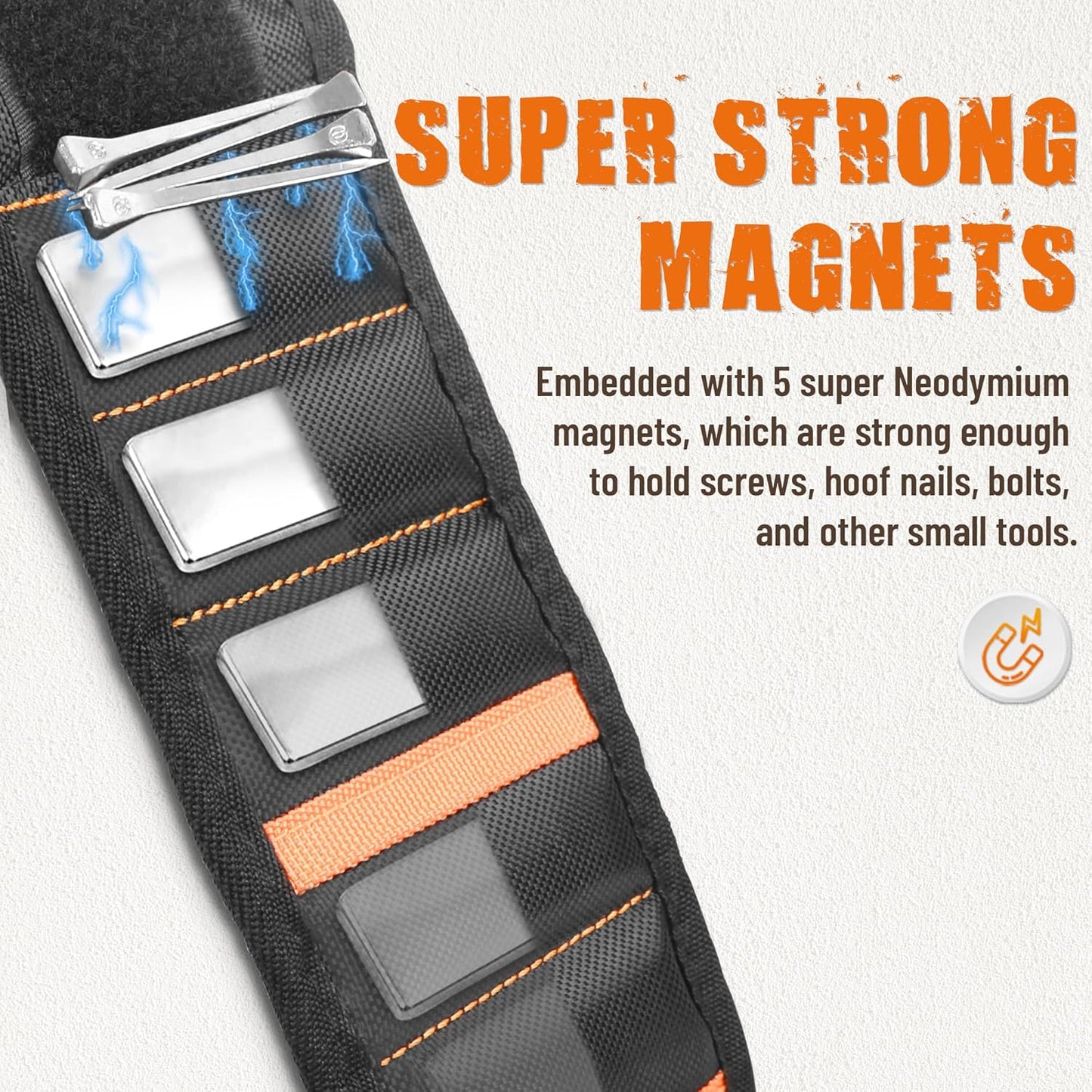 Antidious Magnetic Wrist Magnets for Holding Horseshoe Nails by Adjustable Using a Simple Hook and Loop Closure