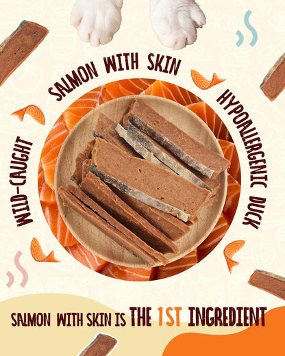 PAWUP Dog Treats, Smoked Salmon Fillet Jerky for Dogs, High-Protein Low-Fat Snacks with Omega 3–6 & Taurine for Skin and Heart Health, 12.5 oz (15-20 Count)