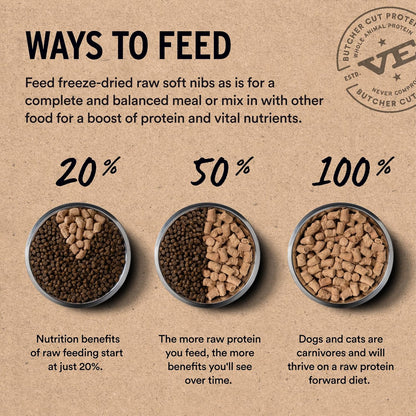 Vital Essentials Freeze-Dried Raw Beef & Salmon Meal or Mixer Dog Food Soft Nibs | 99% Beef, Salmon, Organs & Bone |14 oz