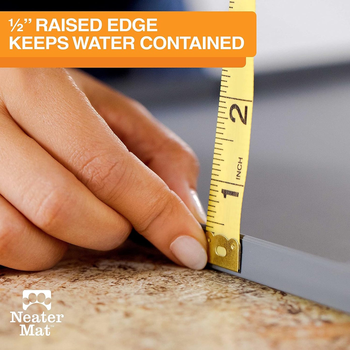 Neater Pet Brands Neater Mat Cat & Dog Food Mat, Waterproof & BPA-Free Silicone Placemat with Raised Edge for Under Food and Water Bowls, 19" x 12", Gunmetal Grey