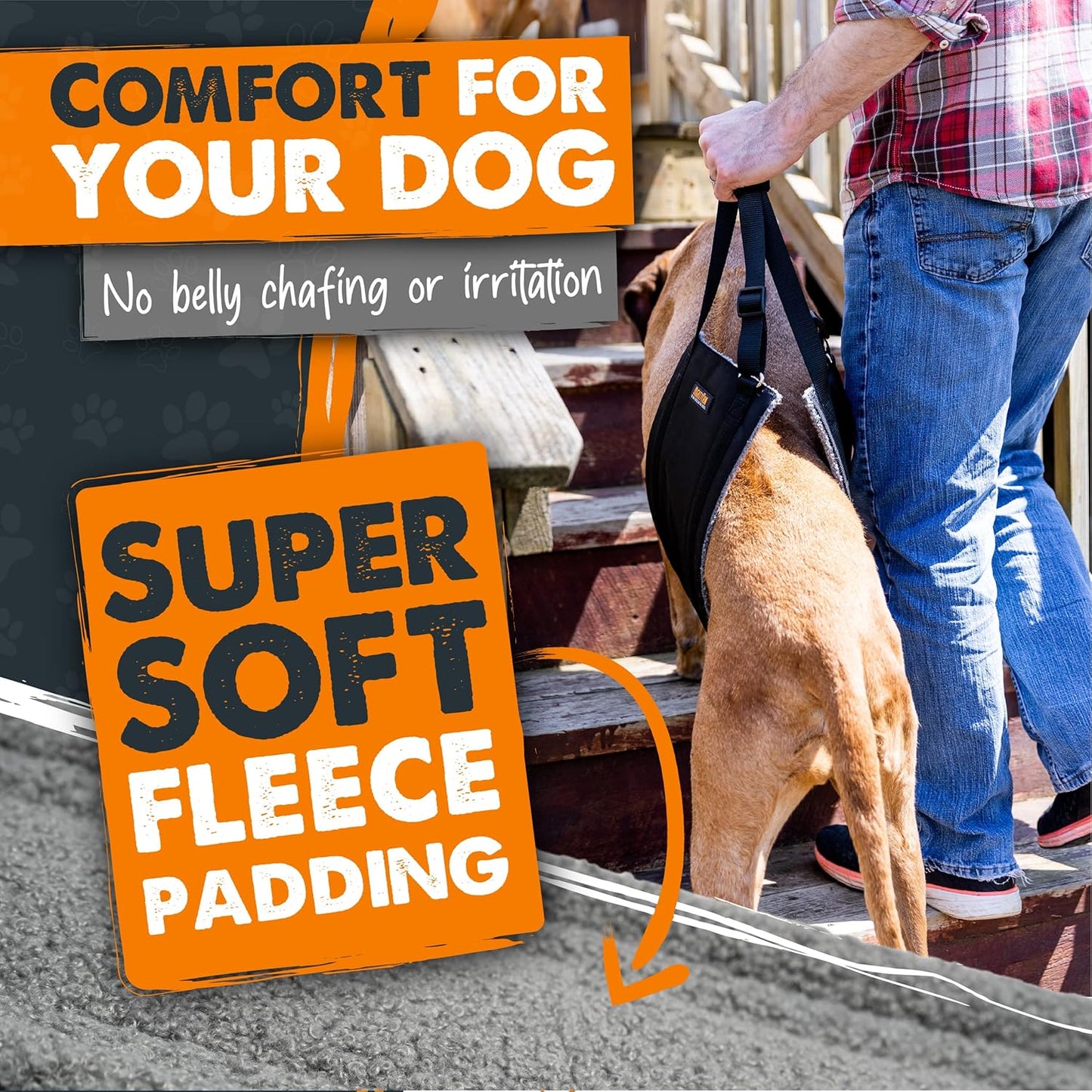 Mighty Paw Dog Lift Harness - 20-60 lbs Dog Hip and Hind Leg Support Sling - Comfortable Assistance for Elderly or Injured Pets with Hip and ACL Brace - Back Support Harness Carrying Sling - Medium