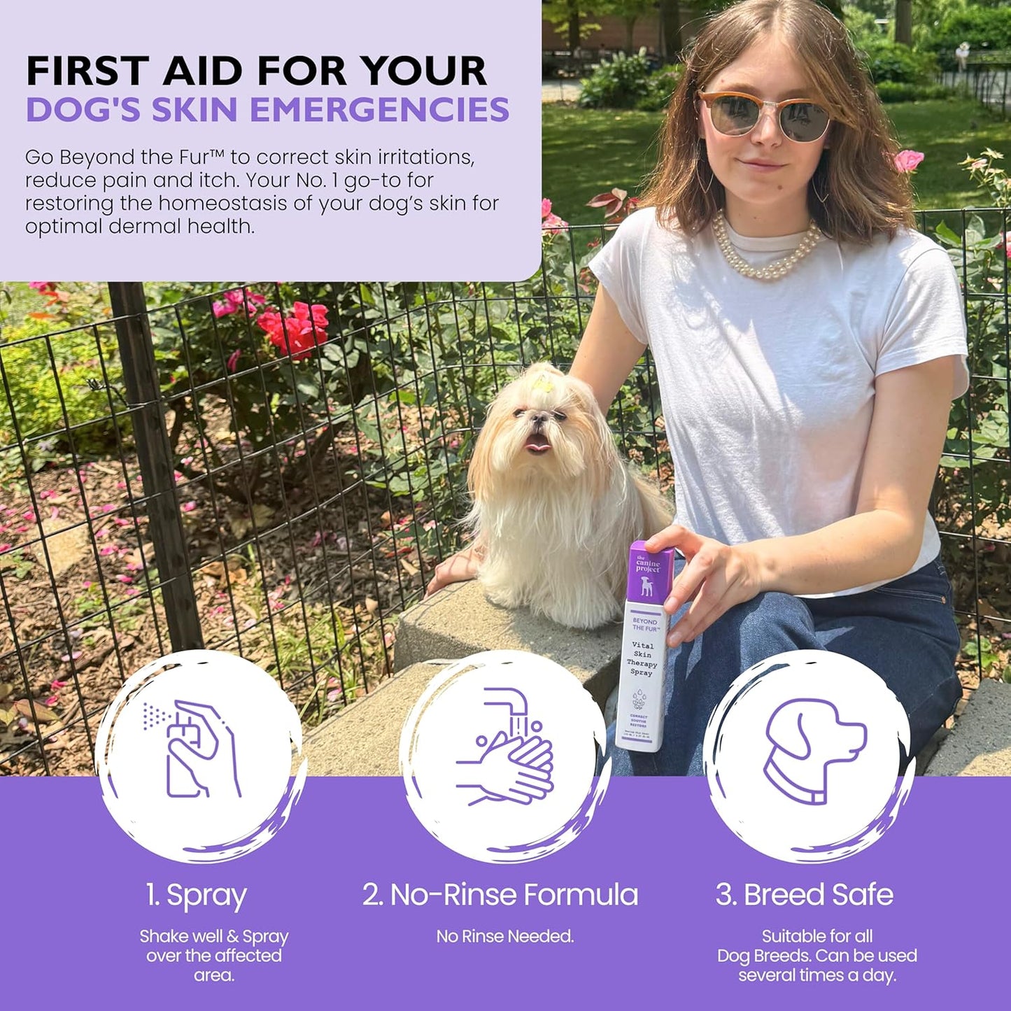 Dog Skin Spray & Grooming Wipes Bundle - Anti-Itch Spray with Aloe + Paw, Ear & Butt Dog Wipes (12-Pack) Gentle First Aid & On-The-Go Cleaning