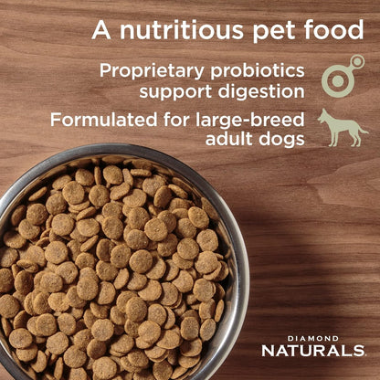 Diamond Naturals Large Breed Adult Dry Dog Food Lamb Meal and Rice Formula with Protein from Real Lamb, Probiotics and Essential Nutrients to Support Balanced and Overall Health in Adult Dogs 40lb
