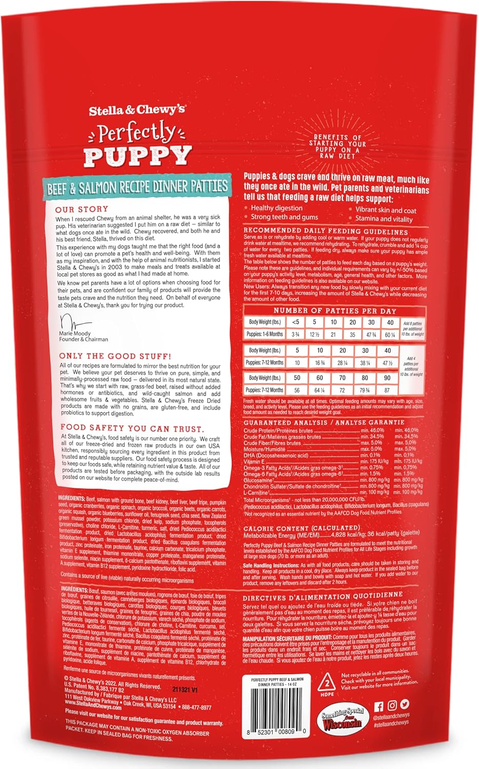 Stella & Chewy's Freeze Dried Raw Dinner Patties – Crafted for Puppies – Grain Free, Protein Rich Perfectly Puppy Beef & Salmon Recipe – 14 oz Bag