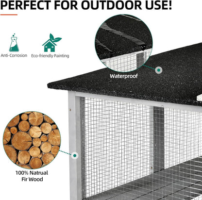 YITAHOME Catio Outdoor Cat Enclosure Large, Tall Wooden Cat House with Weatherproof Asphalt Roof, Cat Cage Playpen with Multiple Platforms & 2 Resting Boxes, 70.9" L x 38.2" W x 70.9" H