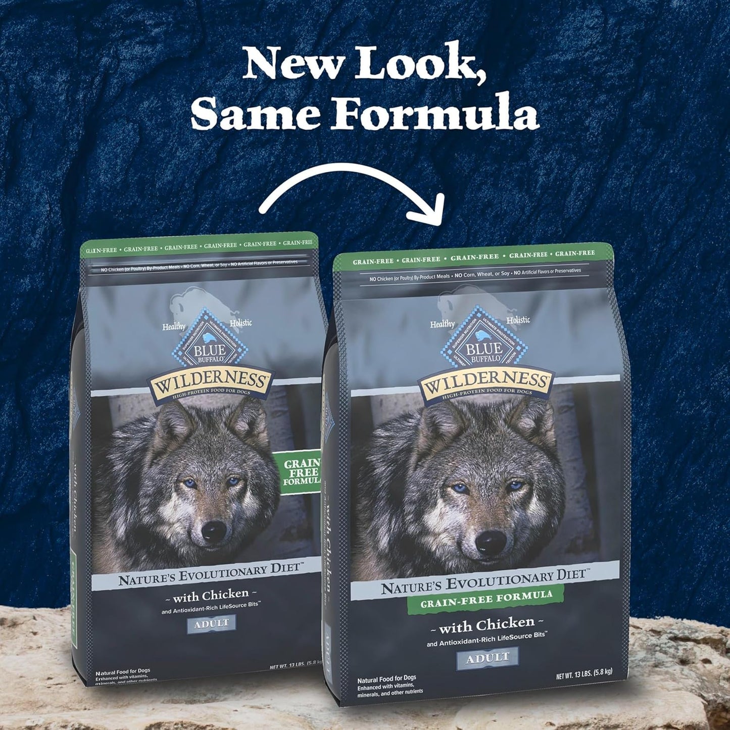 Blue Buffalo Wilderness Adult High-Protein Dry Dog Food with Real Chicken, Grain-Free, Made in The USA with Natural Ingredients, Chicken, 13-lb. Bag
