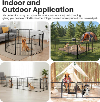 Dog Playpen, 40 Inch 16 Panels Dog Fence for Small/Medium/Large Dogs Puppy/Indoor & Outdoor Bliss, Perfect Dog Pen for Camping, Yard, RV, Garden Fence, Black