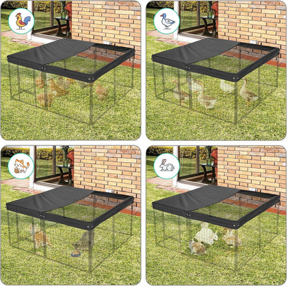 Dog Playpen Cover,Top Dog Pen Cover for 47in 4 Panels Play Pen,Escape-Proof Playpen Covers Indoor/Outdoor(Black, with Half Mesh)(Playpen Not Included)