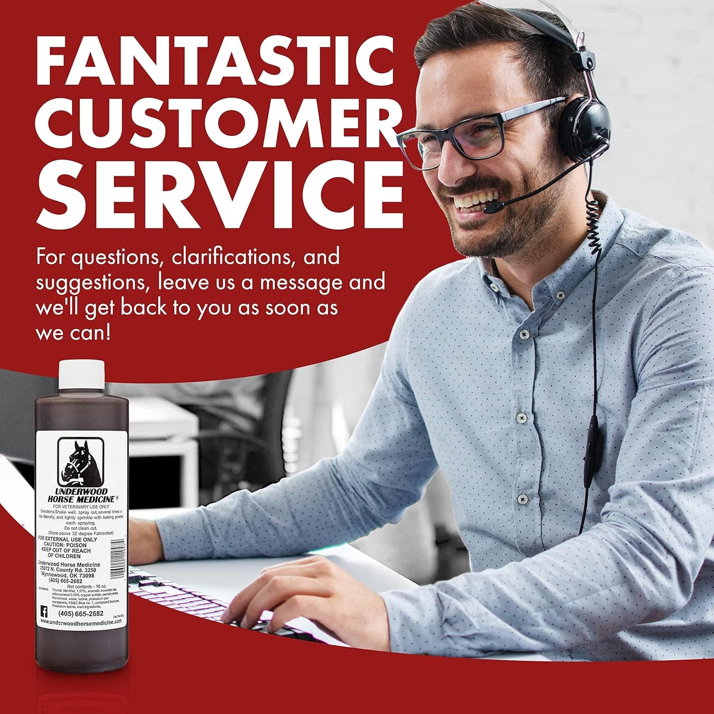 Underwood Topical Horse Care Wound Spray - 16oz Refill Horse Wound Care Horse Essentials for Quick Healing of Cuts – Horse First Aid Kit & Wound Care for Dogs – Equine First Aid Kit & Dog Wound Heal