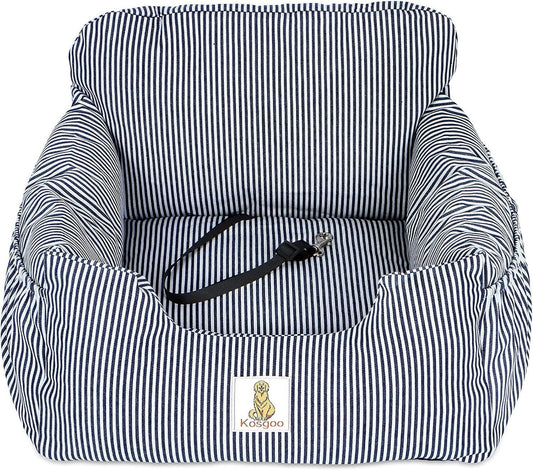 Dog Car Seat for Small Dogs,Fully Detachable and Washable Puppy Dog Booster Seats with Storage Pockets and Clip-On Safety Leash,Non-Slip Base Dog Bed Dual-use for Car and Home (Blue)