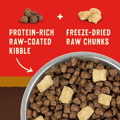 Stella & Chewy's Wild Red Raw Blend Kibble - Premium Freeze-Dried Raw Coated Dog Food - Perfect For Picky Eaters - High Protein Grain Free with 6 Poultry Sources - 3.5lb Bag