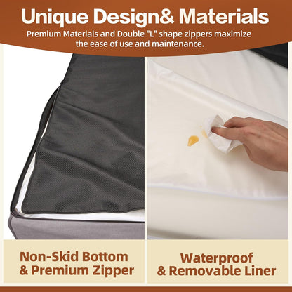 Sytopia XL Orthopedic Memory Foam Dog Bed 35D 46 inch, Extra Large Dog Sofa for Senior Dogs up to 100 lbs, Water Resistant & Washable Cover with Liner, Grey