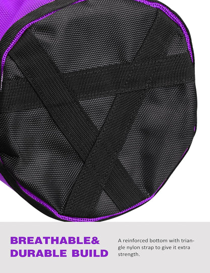 Harrison Howard Horse Muzzle Feed Bag Nylon Mesh Grain Feed Bag with Padded Neck Strap Adjustable Belt Purple Large