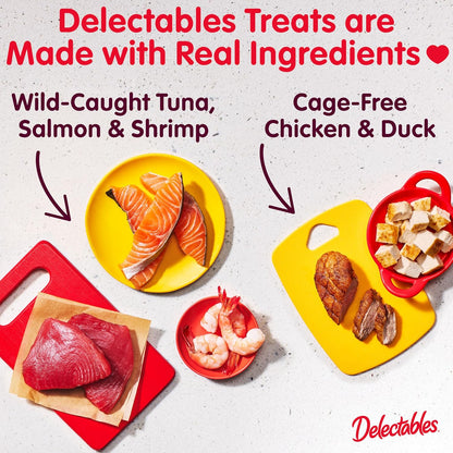 New! Delectables Squeeze Up Non-Seafood Chicken Variety Pack, Creamy Squeezable Puree, Lickable Wet Cat Treats, Grain-Free, No Added Fillers, 0.5 Ounces Tube, 48 Tubes Total
