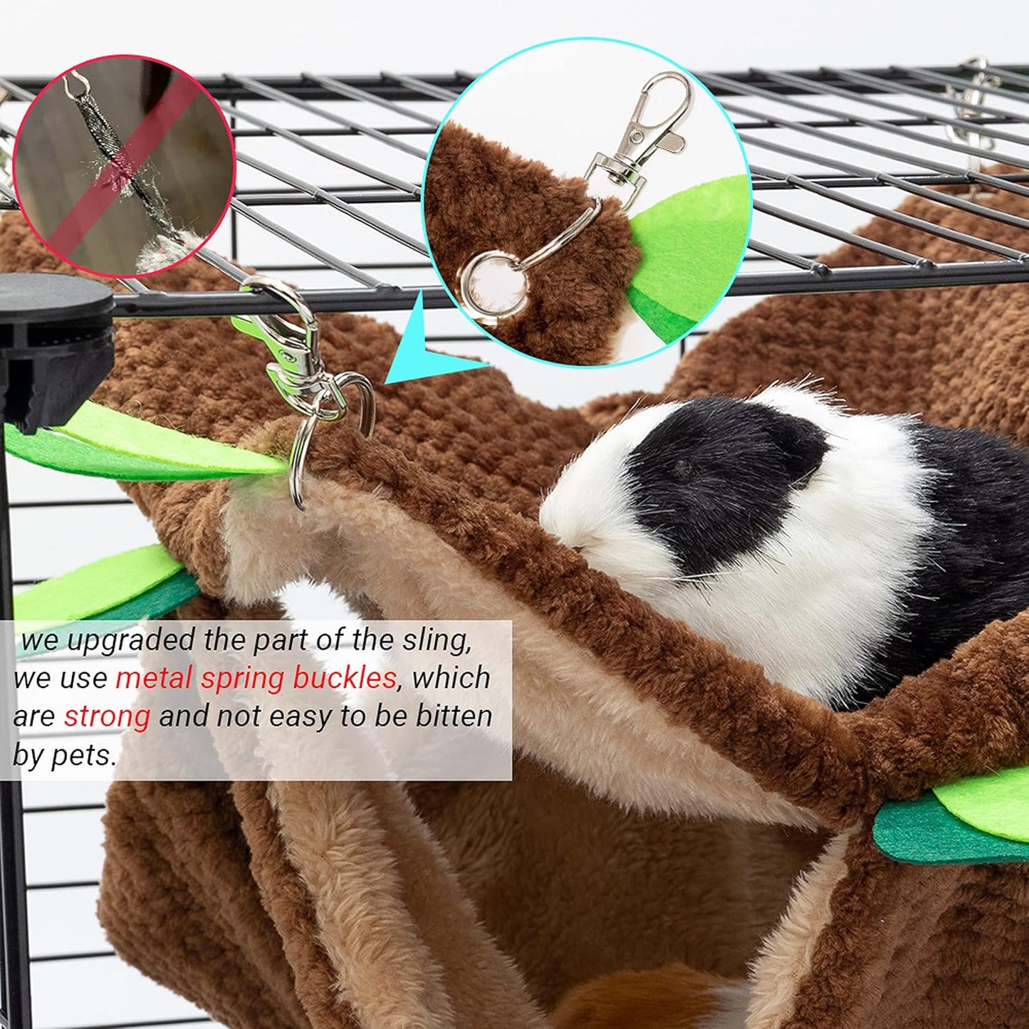 Small Animal Hammock - Hanging Hammock & Tunnel Hideout for Guinea Pig Hamster Parrot Rat Chinchilla - Warm Swing Plush Cage Bed Washable Pet Hammock