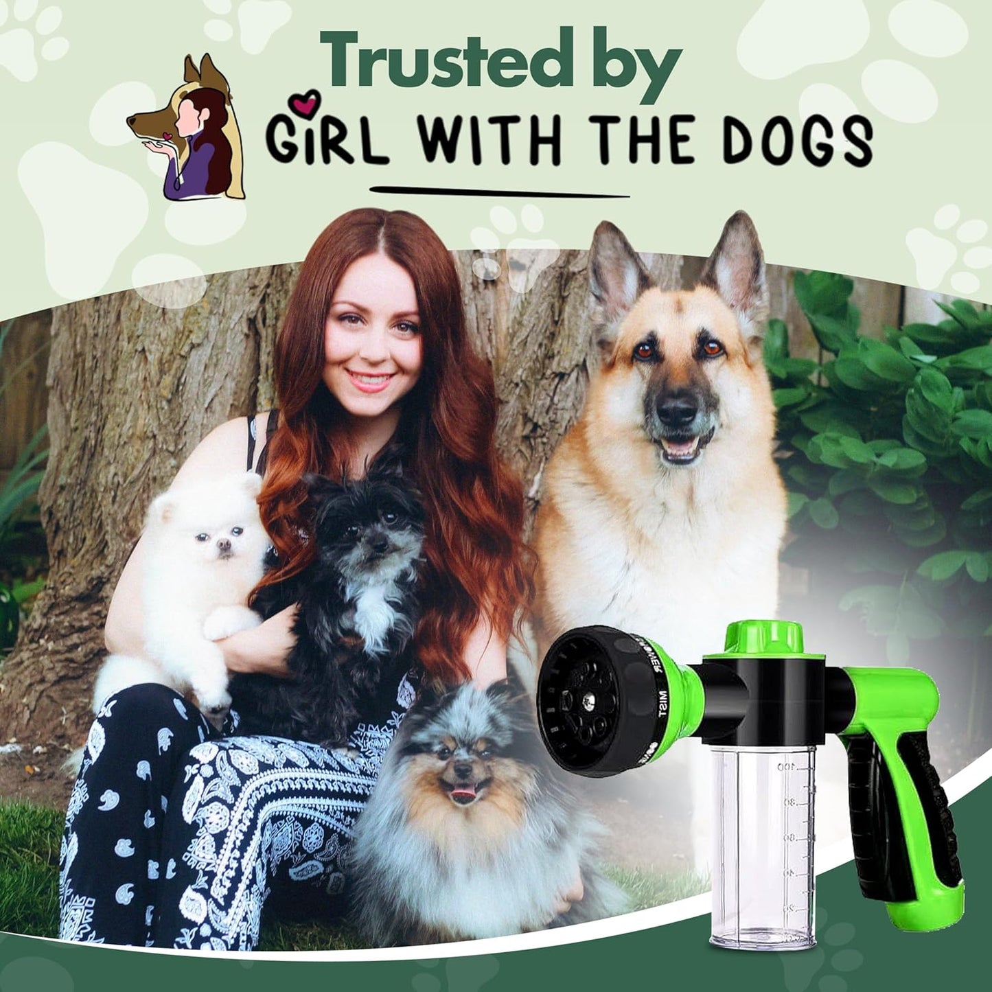Girl With the Dogs Pure Fur! Sensitive Skin Pet Grooming Bundle - Made in USA - Dog Shampoo & Conditioner (16 oz Each) + Sprayer Nozzle