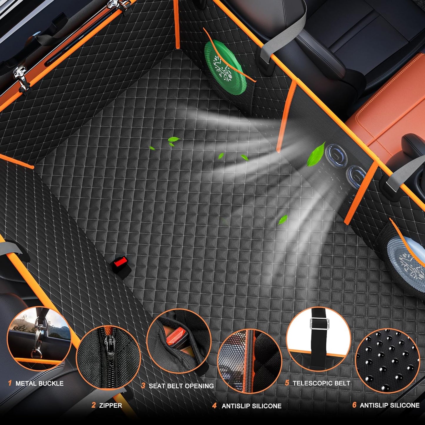 Back Seat Extender for Dogs - Large Space, Waterproof Hard-Bottom Dog Car Seat Cover for Back Seat, Holds 420lbs, Upgraded Material Waterproof Pet Car Bed Dog Hammock for Car, SUV,Truck