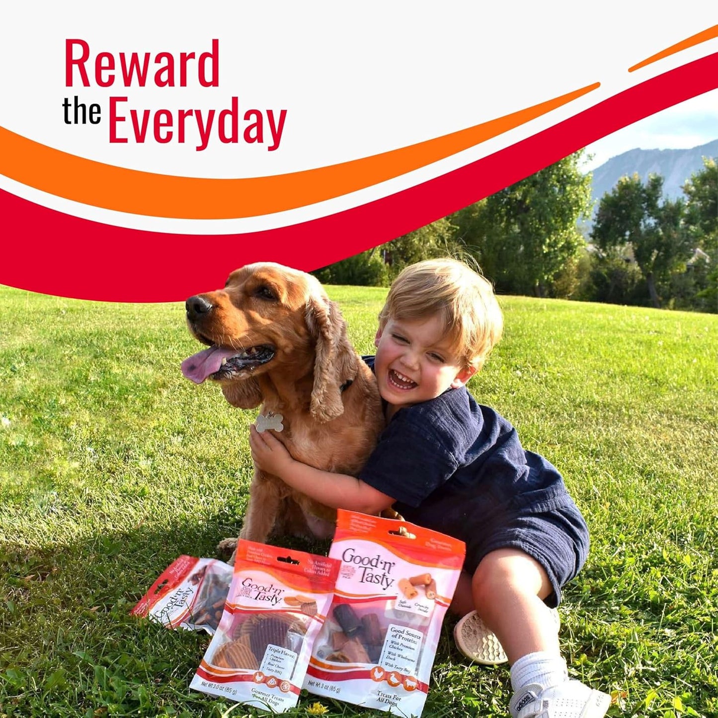 Good 'n' Tasty Triple Flavor Puree Mix-Ins Dog Food Topper Treats for All Dogs, 7 Count, Easy Single-Serve Portions, Added Protein with Chicken, Salmon and Duck (Pack of 2)