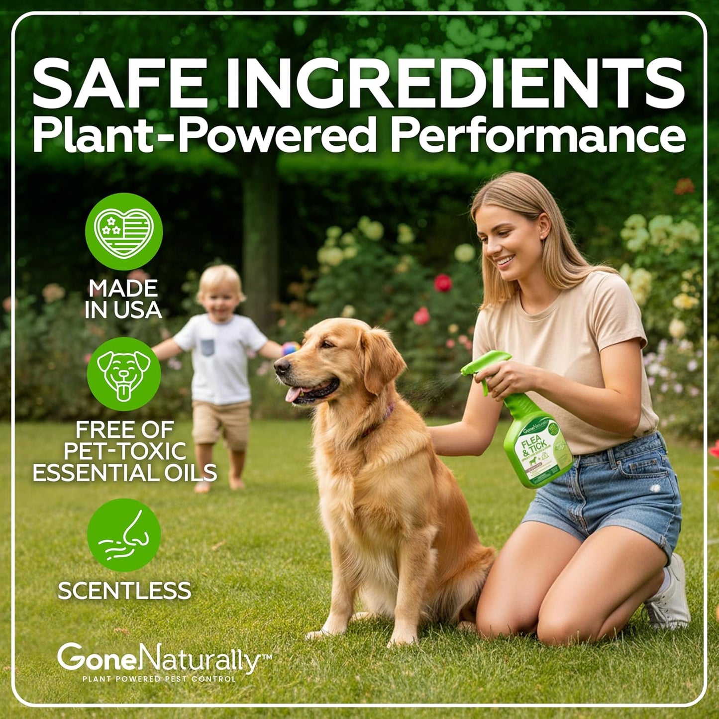 Flea and Tick Spray for Dogs & Home– Natural Flea and Tick Prevention for Dogs– Bed Bug Spray & Multi-Insect Killer– Scentless Plant-Based Formula Kills on Contact (32 oz)