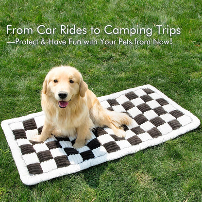 Dog Bed for Car, Pet Travel Backseat Mat for Vehicle SUV Truck Jeep Automobile, Large Washable Foldable Non-Slip Fuzzy Soft Comfortable Cozy Extender Protector Cover Pad, Black, 24.8x54 in