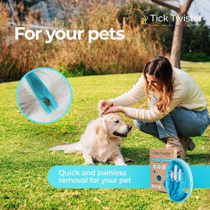 Tick Twister Tick Remover for Dogs and Human - Made in France - Tick Puller for Humans and Dogs - 3 Different Sizes - Dog Tick Removal Tool - Also for All Other Pets - Tick Nipper in