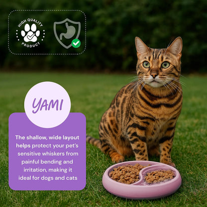 YAMI Bowl Lick Mat for Dogs & Cats, Slow Feeder Bowls, Cat Slow Feeder, Dog Enrichment Toys with Suction Cup for Anxiety Relief, Food-Grade Silicone, Dishwasher Fit, for All Breed (Light Pink)