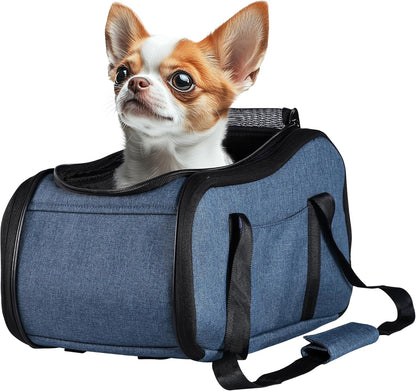 Navaris Dog Car Seat - Secure and Comfortable Pet Carriers for Small Dogs - Centre Console Car Seats - Booster and Bed with Zipper, Leash, and Cushion - Cat, Dog & Puppy Travel Bag