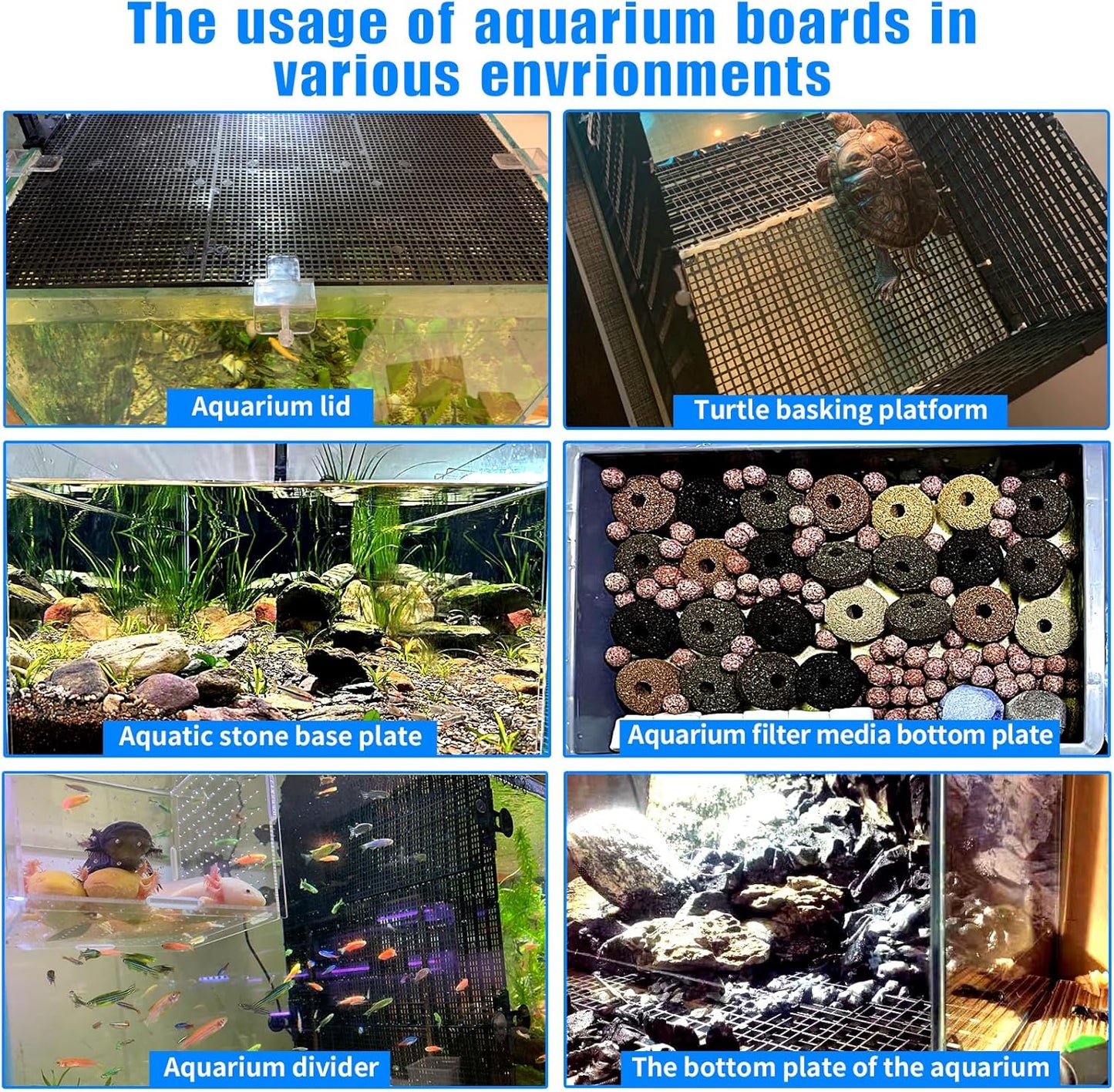 8pcs Fish Tank Divider with 10 pcs Suction Cups DIY Adjustable Aquarium Divider Filter Bottom Fish Tank Isolation Board Egg Crate