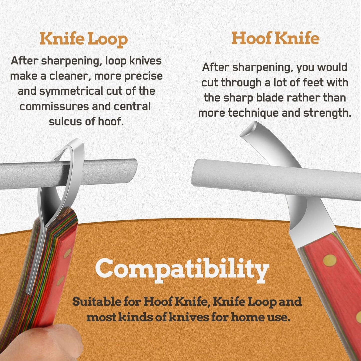 Antidious Hoof Knife Sharpener, 5 inch Farrier tool Honing Rod with Diamond Coated to Keep Hoof Knives and Cutting Instruments Sharp