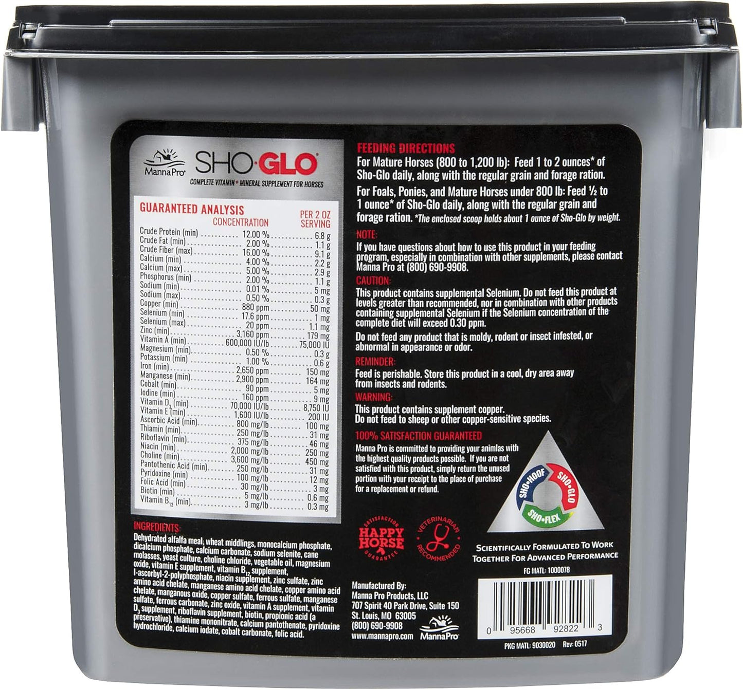 Manna Pro Sho-Glo Supplement for Horses | Complete Vitamin & Mineral Supplement for Healthy Skin & Coat | 5 Pounds