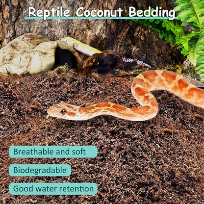 VCEPJH Reptile Bark Bedding,1 LB Natural Cork Bark for Geckos and Loose Coconut Fiber Substrate 3 Pack Natural Coco Coir Reptile Bedding for Tarantula Snake Bearded Dragon Spiders Hermit Crabs
