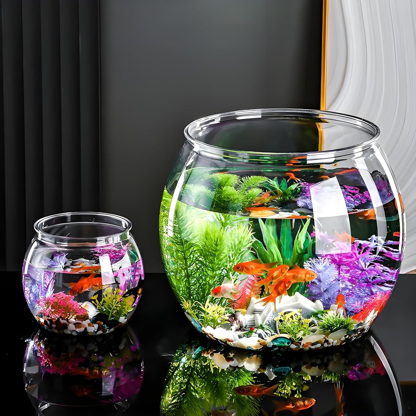 2Pcs Plastic Fish Bowls, 135oz Round Plastic Fish Tank 1 Gallon Aquarium Hydroponic Planter Floral Container for Candy, Carnival Games, Prizes, Party and Table Centerpiece Home Decor