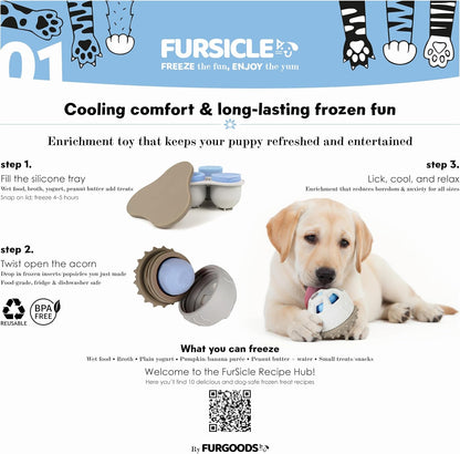 FurSicle Freezable Dog Treat Ball/ Frozen Feeder Enrichment Lick Toy | Interactive Treat Dispensing Puzzle/ Slow Feeder | Puppy Teething, Boredom/ Anxiety Relief | Gift for Small, Medium, Large Dogs