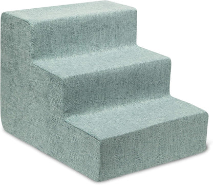 Best Pet Supplies Dog Stairs & Steps - Foam Steps for Small Dogs & Cats, Non-Slip Indoor Balanced Pet Step Support, Dog Ramp, No Assembly, Pale Teal, 3-Step (13.5-inch Height)