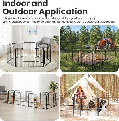 Dog Playpen, 32 Inch 16 Panels Dog Fence for Small/Medium Dogs Puppy/Indoor & Outdoor Bliss, Perfect Dog Pen for Camping, Yard, RV, Garden Fence, Black