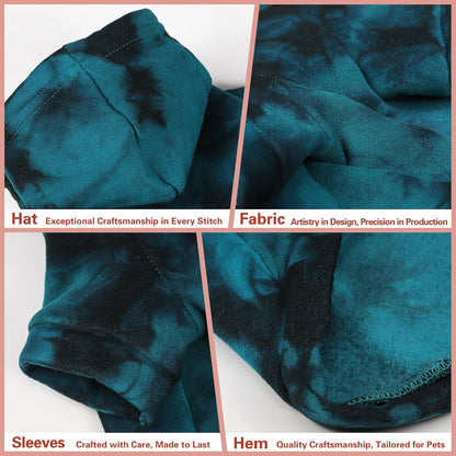 Chic Tie-Dye Dog Hoodie with Practical Pocket - Fashionable and Cozy Sweatshirt for Small, Medium, and Large Dogs, Ideal for Casual Outings and All-Day Comfort in Vibrant Colors. Cyan L