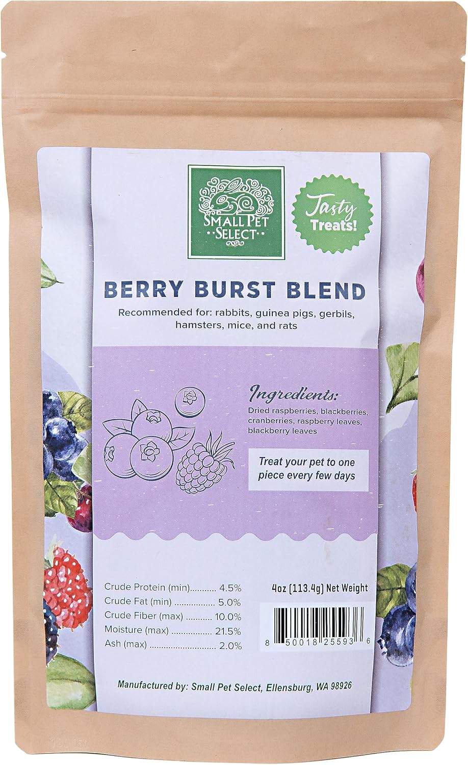 Small Pet Select - Berry Burst Blend, a Natural Treat for Rabbits, Guinea Pigs, Gerbils, Hamsters, Mice, and Rats, 4oz (Pack of 2)