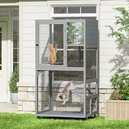COZIWOW Outdoor Wooden Cat Catio – Weatherproof, Easy Assembly, for Backyard/Patio/Balcony, for Indoor & Outdoor Cats